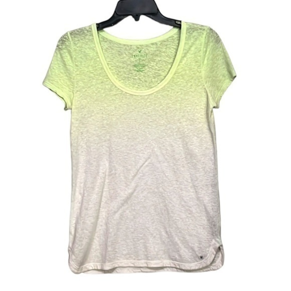 AMERICAN EAGLE Favorite T short sleeve lime yellow color/white, size medium
